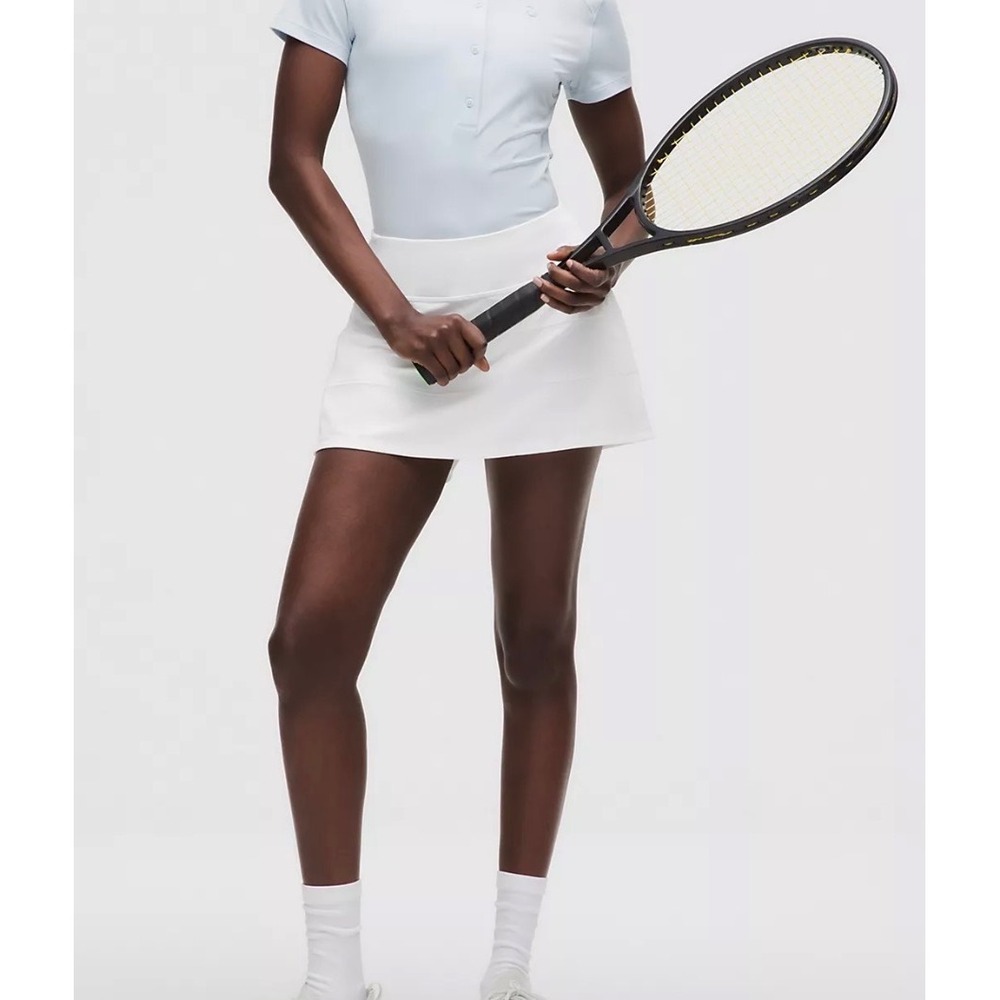 Lululemon Pace Rival Mid Rise Skirt White Built In Shorts Size 10